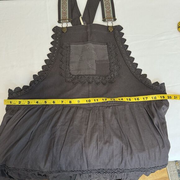 Free People Trails End Skirtall Women’s Medium Overall Dress Gray Bohemian Boho - Picture 3 of 15